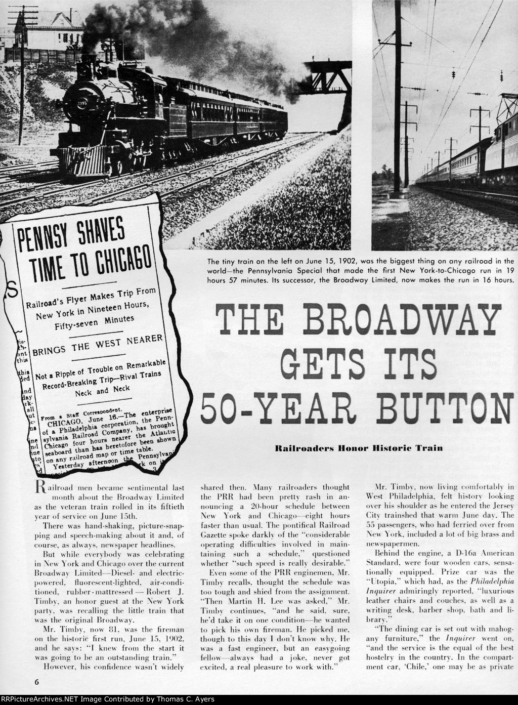 PRR "Broadway Gets Its 50-Year Button," Page 6, 1952